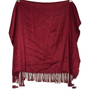 Nine West Burgundy Shawl with Fringe, 26X72, Rayon, (T3)